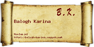Balogh Karina névjegykártya